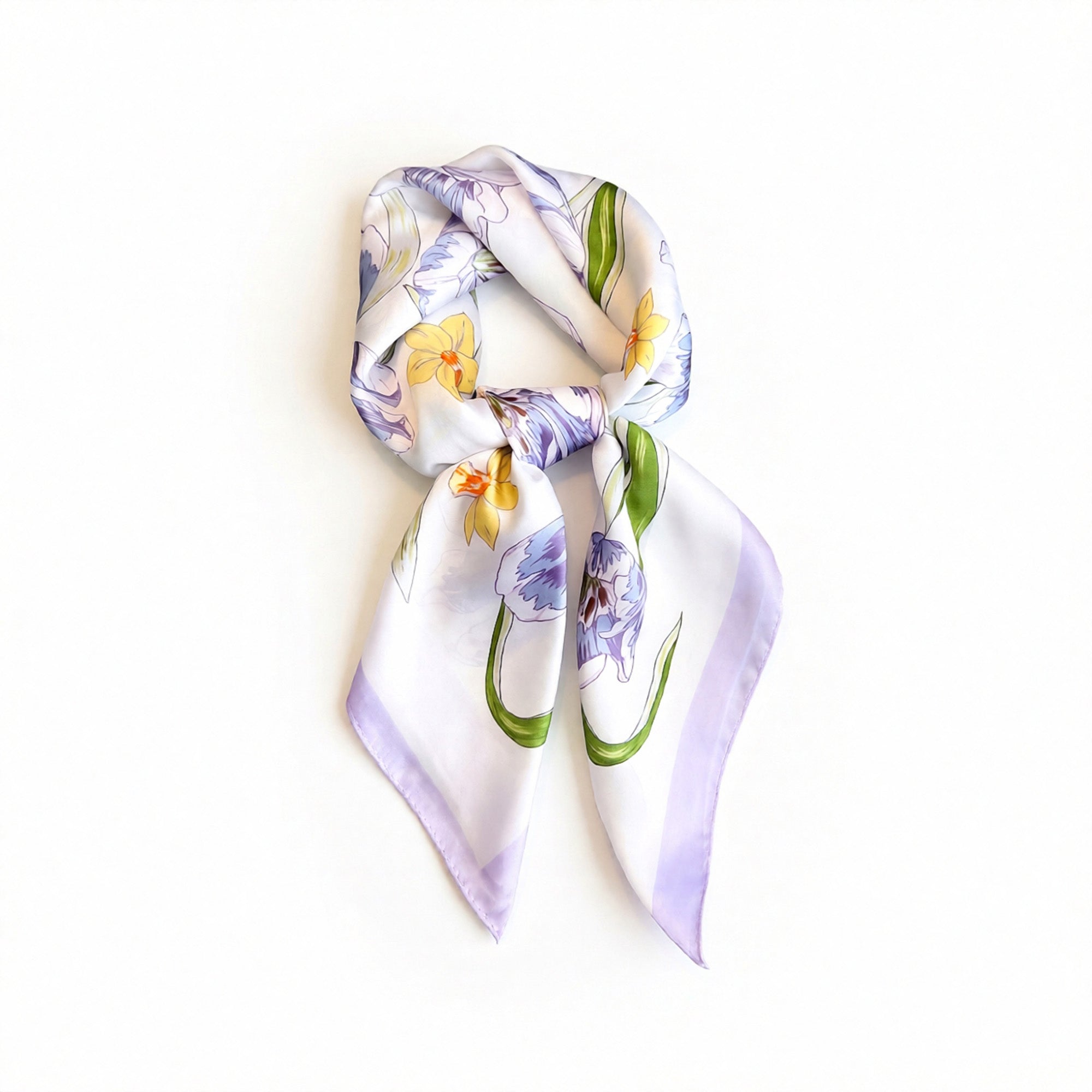 Anna-Kaci Floral Print Satin Square Scarf Soft Lightweight Hair Neck Wrap Fashion Accessory