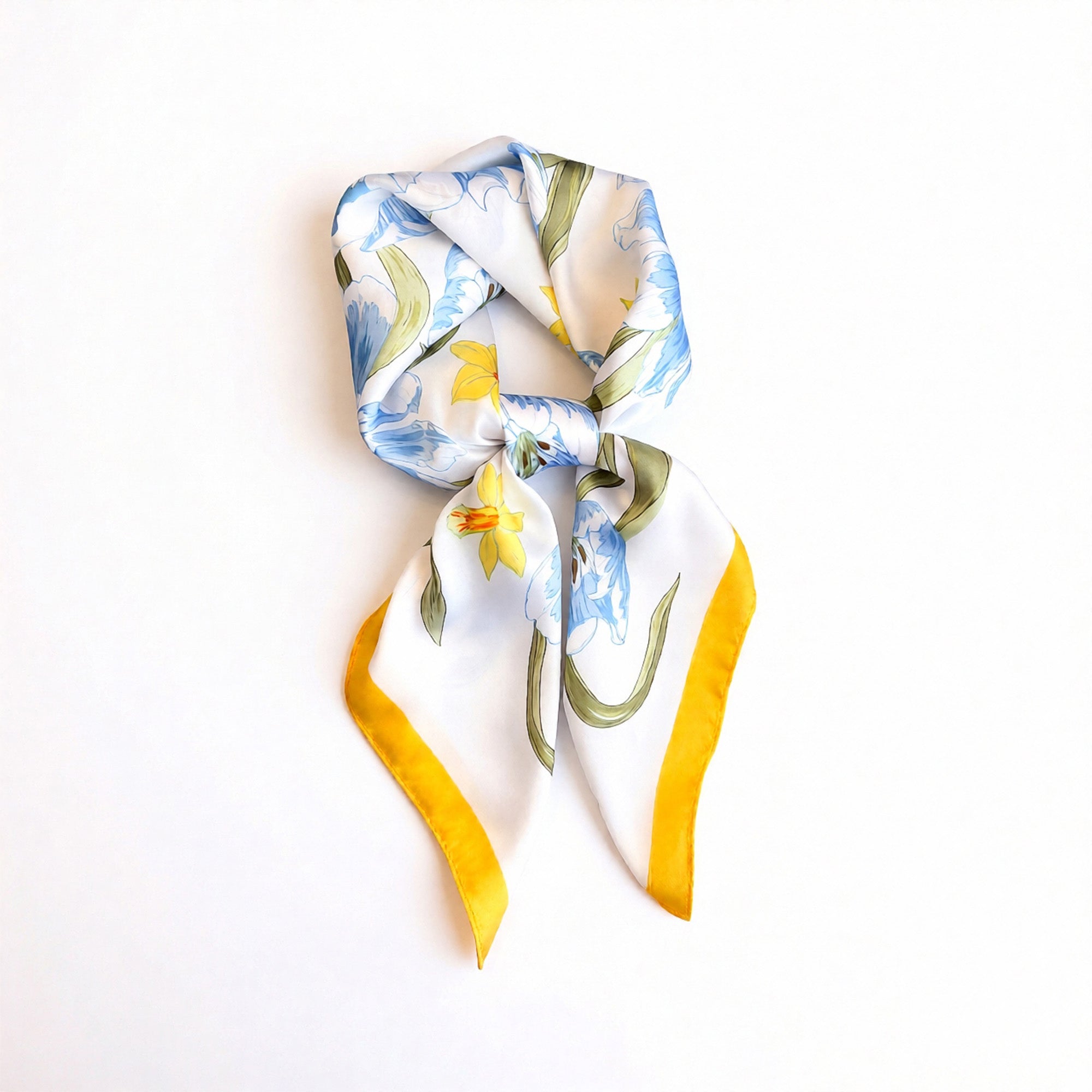 Anna-Kaci Floral Print Satin Square Scarf Soft Lightweight Hair Neck Wrap Fashion Accessory