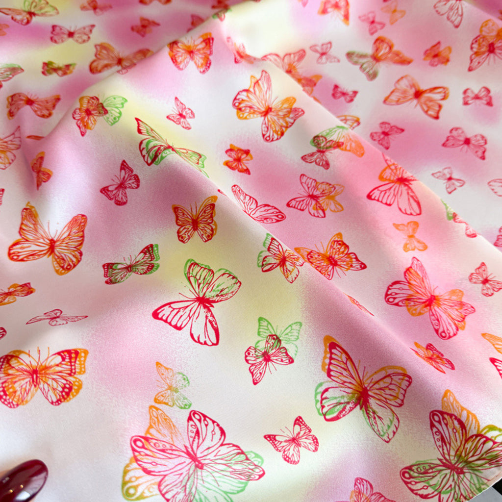 Anna-Kaci Butterfly Print Satin Square Scarf Lightweight Soft Hair Neck Wrap Fashion Accessory