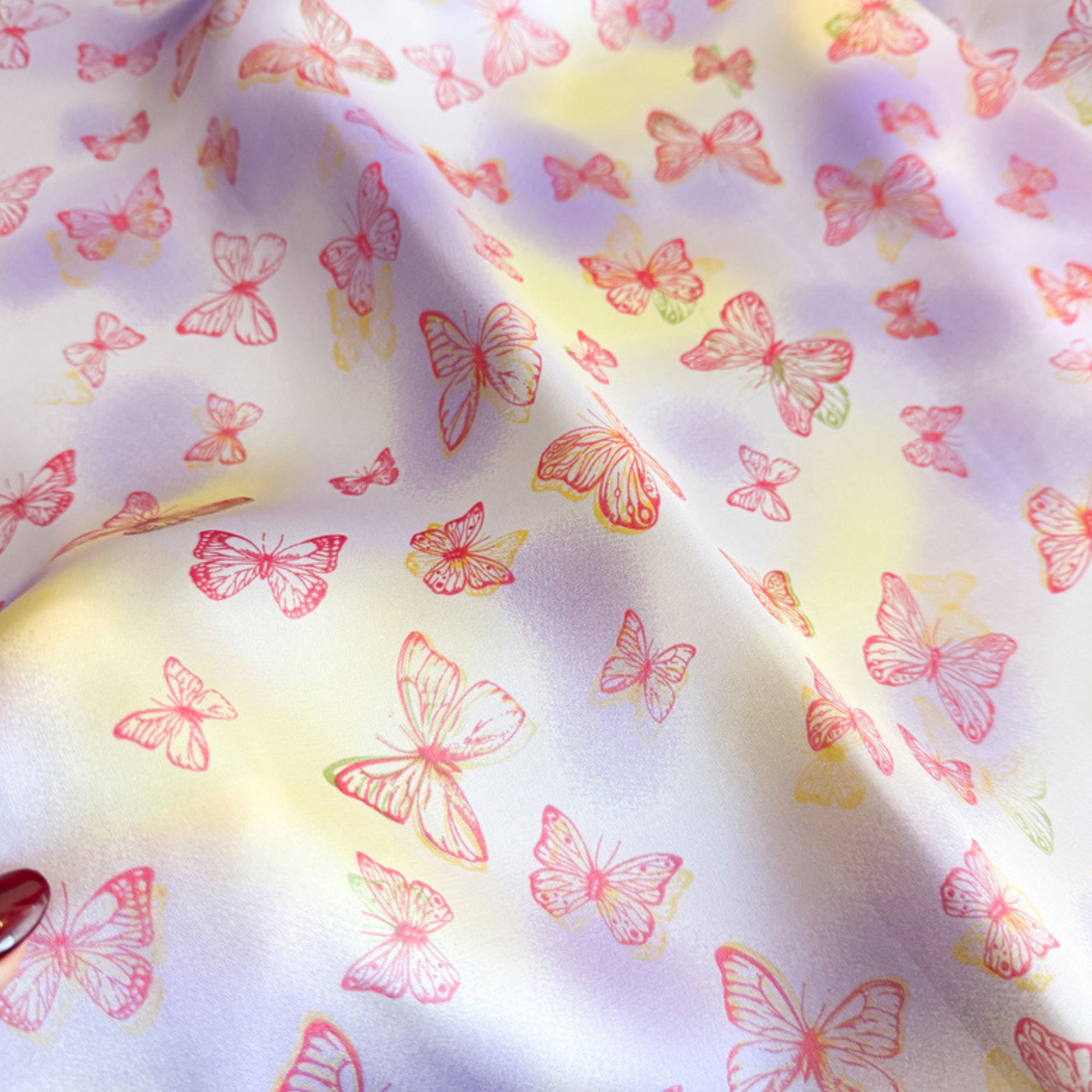 Anna-Kaci Butterfly Print Satin Square Scarf Lightweight Soft Hair Neck Wrap Fashion Accessory