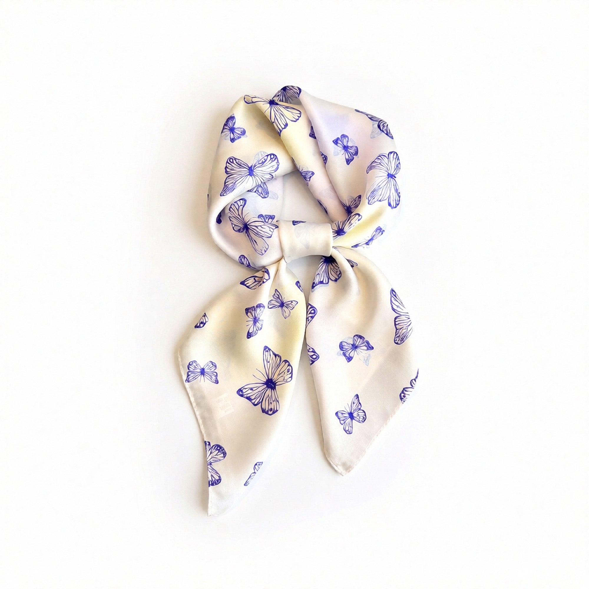Anna-Kaci Butterfly Print Satin Square Scarf Lightweight Soft Hair Neck Wrap Fashion Accessory