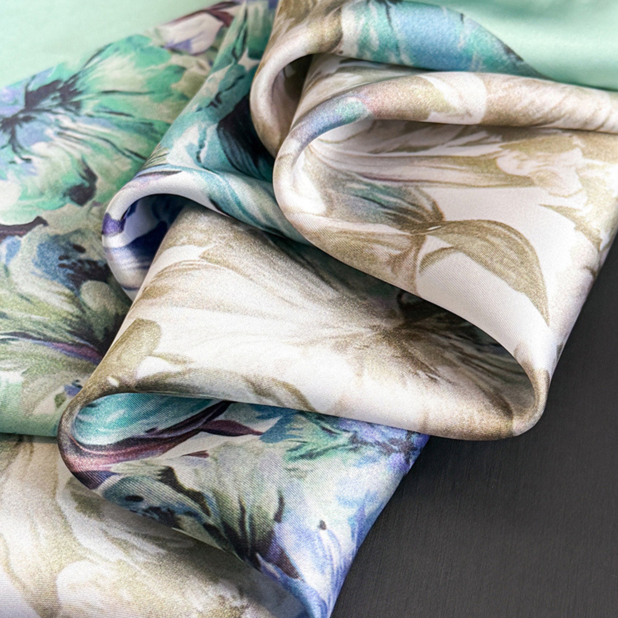 Anna-Kaci Floral Print Satin Square Scarf Soft Lightweight Hair Neck Wrap Elegant Fashion Accessory