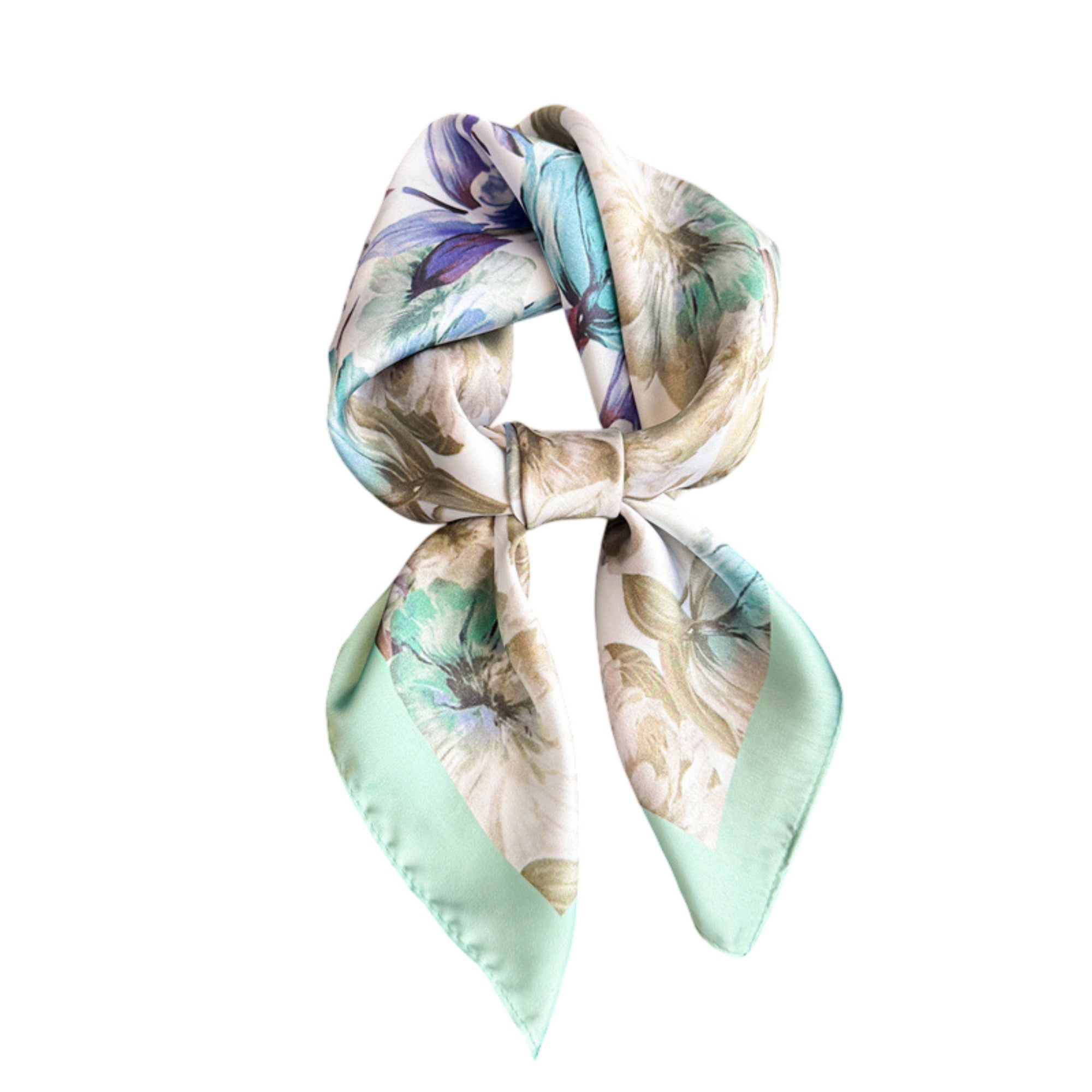 Anna-Kaci Floral Print Satin Square Scarf Soft Lightweight Hair Neck Wrap Elegant Fashion Accessory