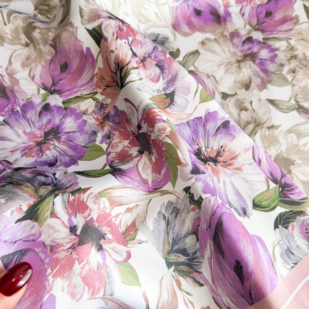 Anna-Kaci Floral Print Satin Square Scarf Soft Lightweight Hair Neck Wrap Elegant Fashion Accessory