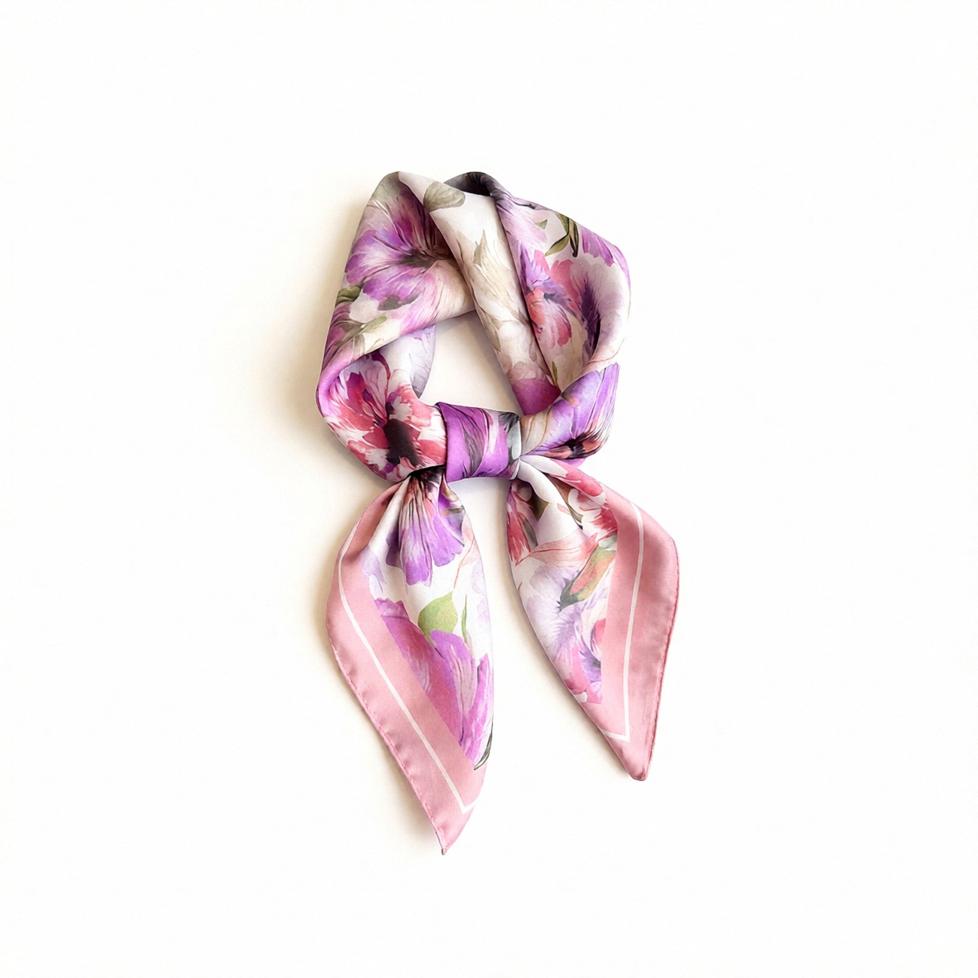 Anna-Kaci Floral Print Satin Square Scarf Soft Lightweight Hair Neck Wrap Elegant Fashion Accessory