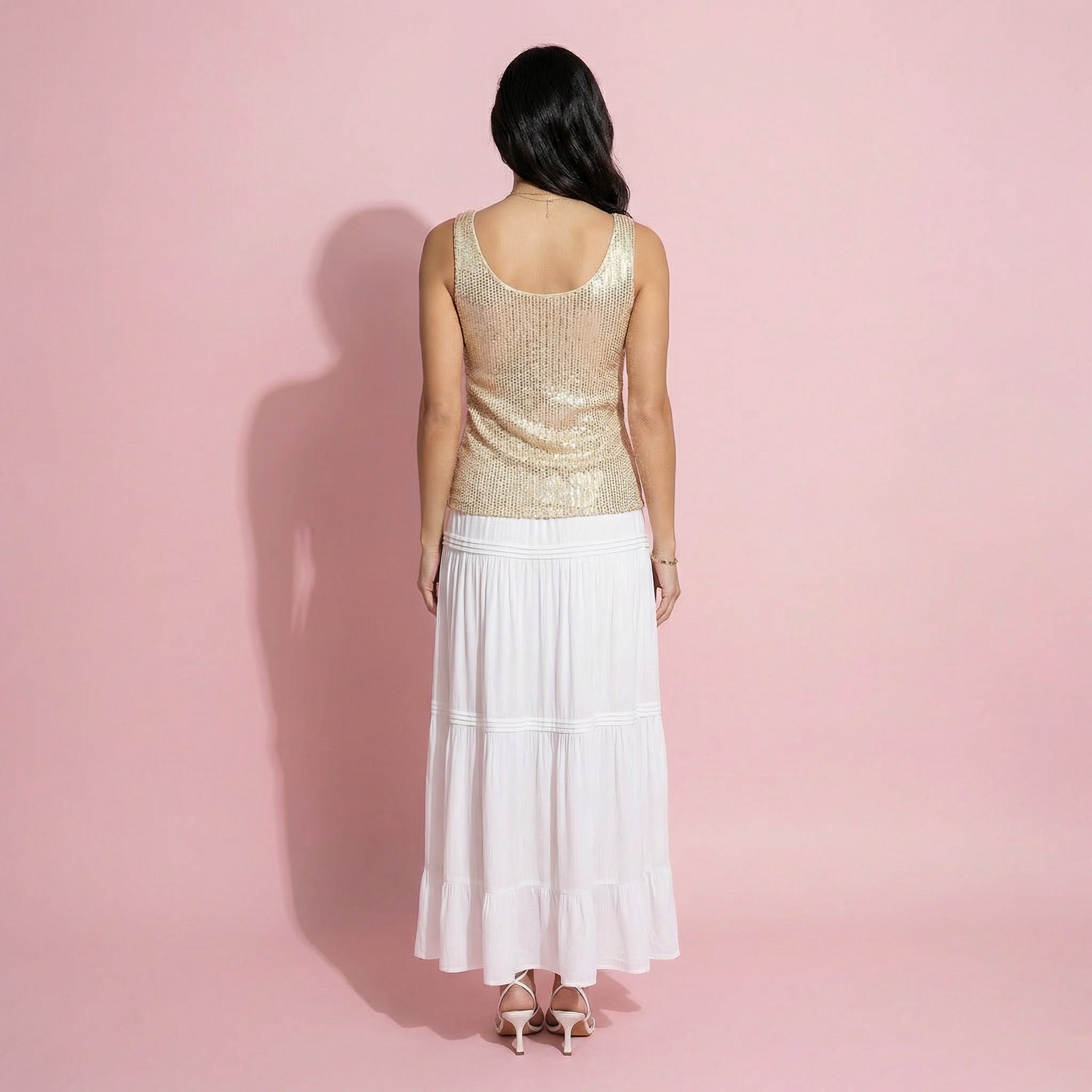 Sequin Scoop Neck Sleeveless Tank Top