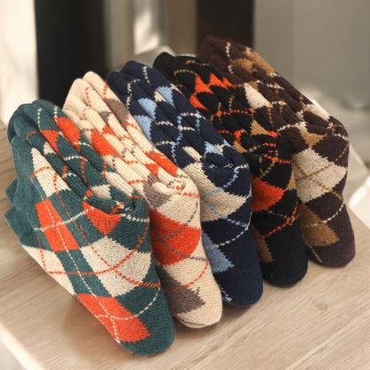 Alilang Women's 5-Pack Assorted Patterned Thick Knit Socks with Plaid and Holiday Prints