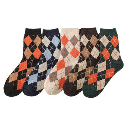 Alilang Women's 5-Pack Assorted Patterned Thick Knit Socks with Plaid and Holiday Prints