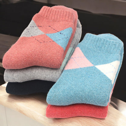 Alilang Women's 5-Pack Assorted Patterned Thick Knit Socks with Plaid and Holiday Prints