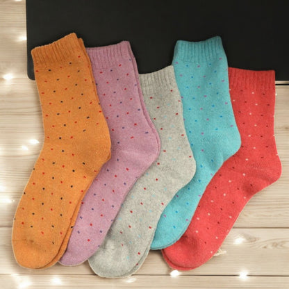 Alilang Women's 5-Pack Assorted Patterned Thick Knit Socks with Plaid and Holiday Prints
