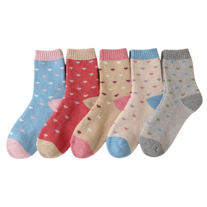 Alilang Women's 5-Pack Assorted Patterned Thick Knit Socks with Plaid and Holiday Prints