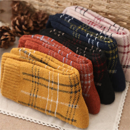 Alilang Women's 5-Pack Assorted Patterned Thick Knit Socks with Plaid and Holiday Prints