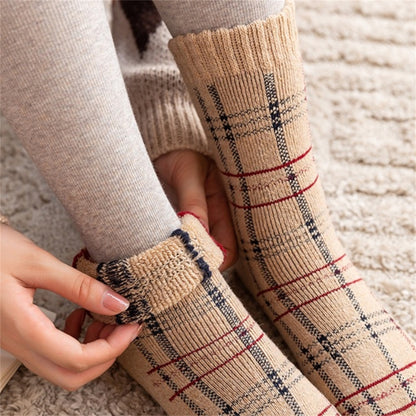 Alilang Women's 5-Pack Assorted Patterned Thick Knit Socks with Plaid and Holiday Prints