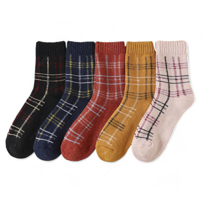 Alilang Women's 5-Pack Assorted Patterned Thick Knit Socks with Plaid and Holiday Prints