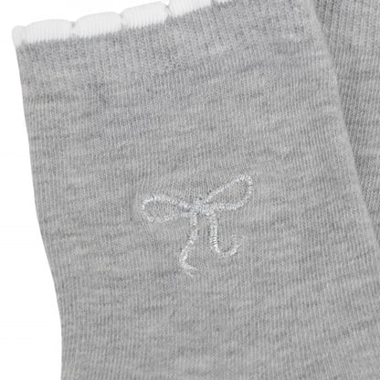 Women's 3-Pack Soft Knit Ankle Socks with Scalloped Trim and Embroidered Bow Detail