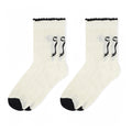 Women's 2-Pack Bow Pattern Crew Socks with Scalloped Trim and Contrast Details