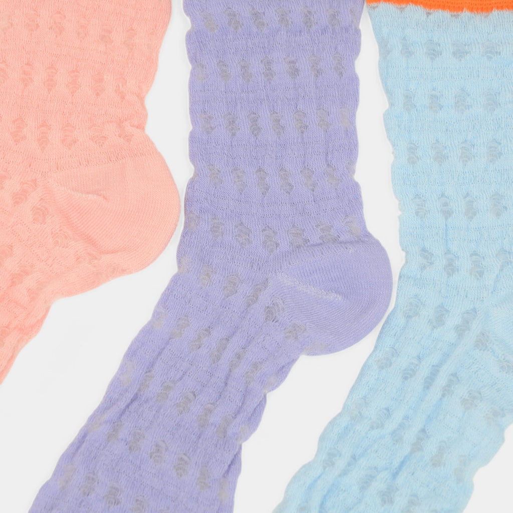 Anna-Kaci Women's Textured Knit Crew Socks with Color Block Cuffs and Toe Accents