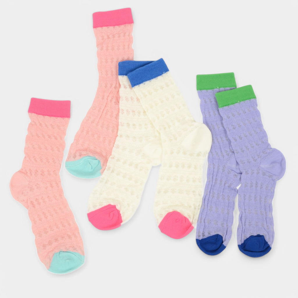 Anna-Kaci Women's Textured Knit Crew Socks with Color Block Cuffs and Toe Accents
