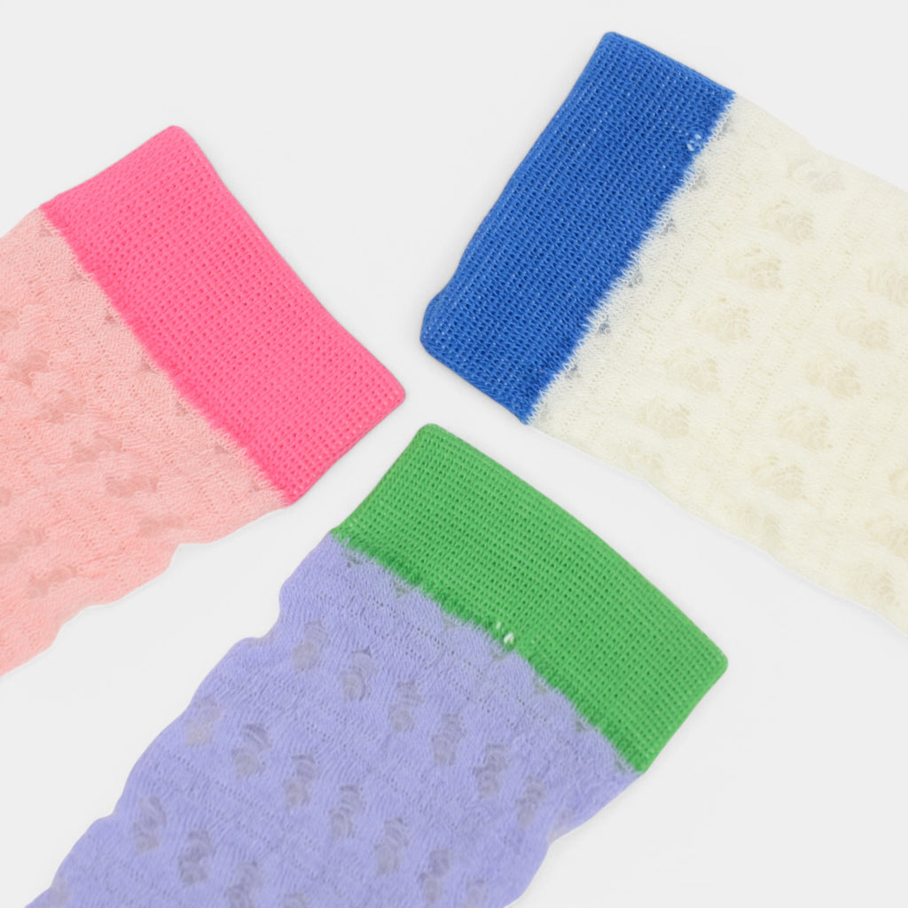 Anna-Kaci Women's Textured Knit Crew Socks with Color Block Cuffs and Toe Accents