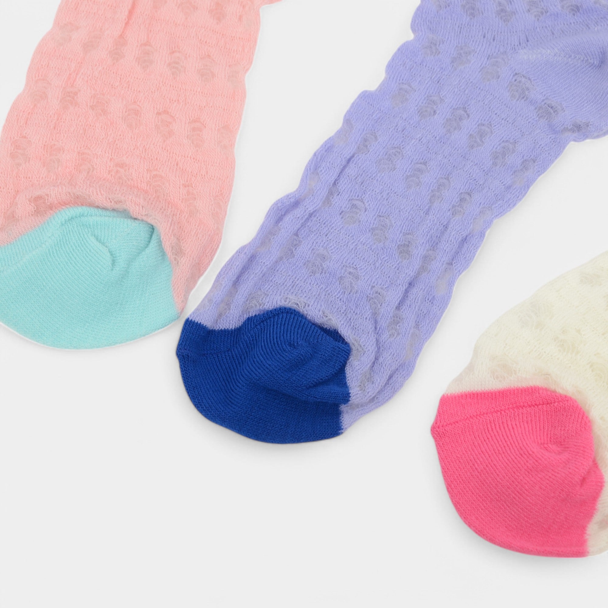Anna-Kaci Women's Textured Knit Crew Socks with Color Block Cuffs and Toe Accents
