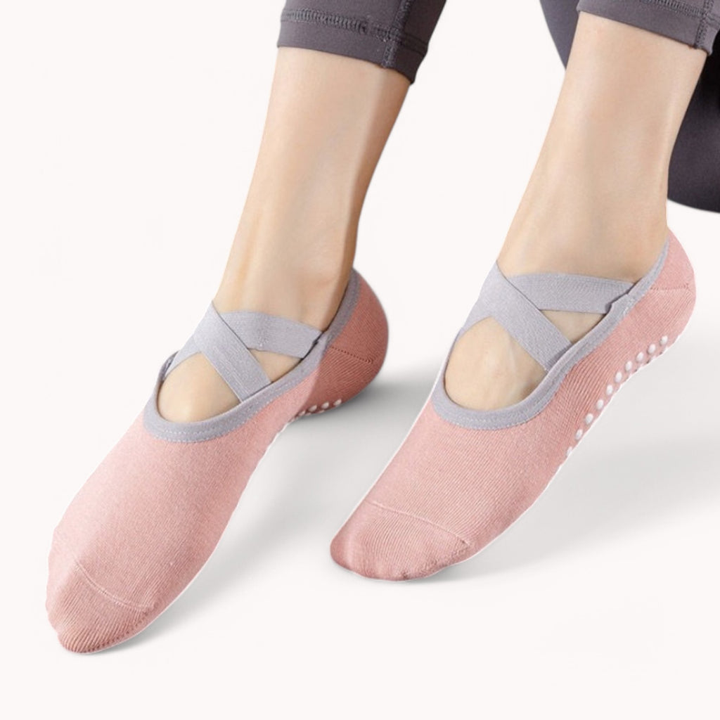 Anna-Kaci Active Women's Non-Slip Ballet Grip Socks with Crisscross Elastic Straps