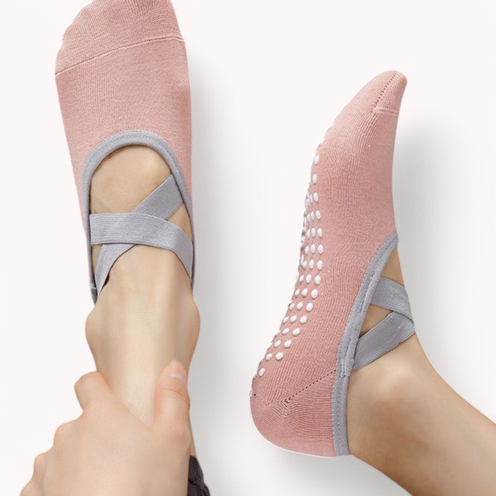 Anna-Kaci Active Women's Non-Slip Ballet Grip Socks with Crisscross Elastic Straps