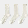 Anna-Kaci Women's Delicate Lace Knit Crew Socks with Subtle Textured Patterns