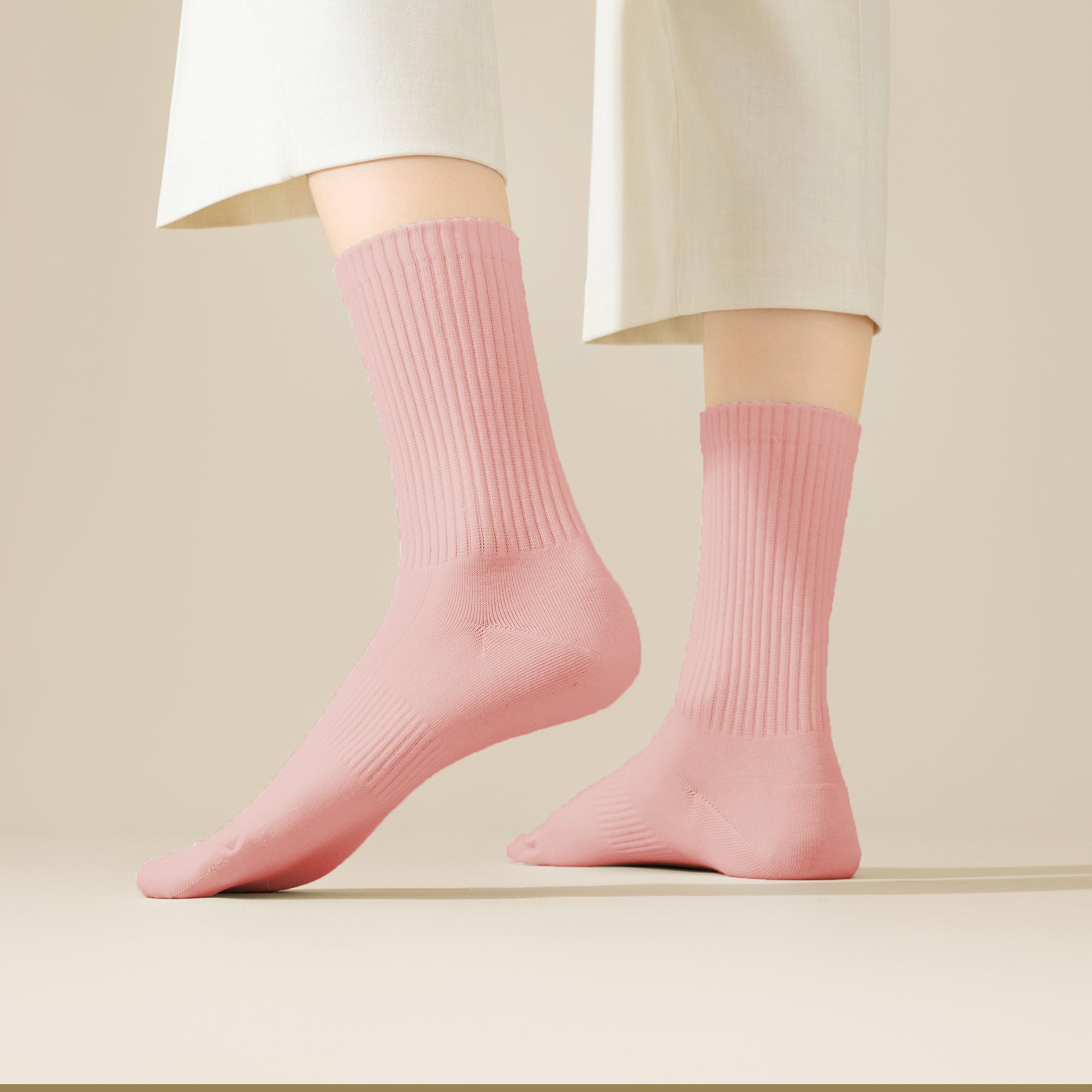 Anna-Kaci Women's Four seasons Dopamine Style Socks Solid Color for Stability and Comfort 2Pairs- One Size Fits Most,