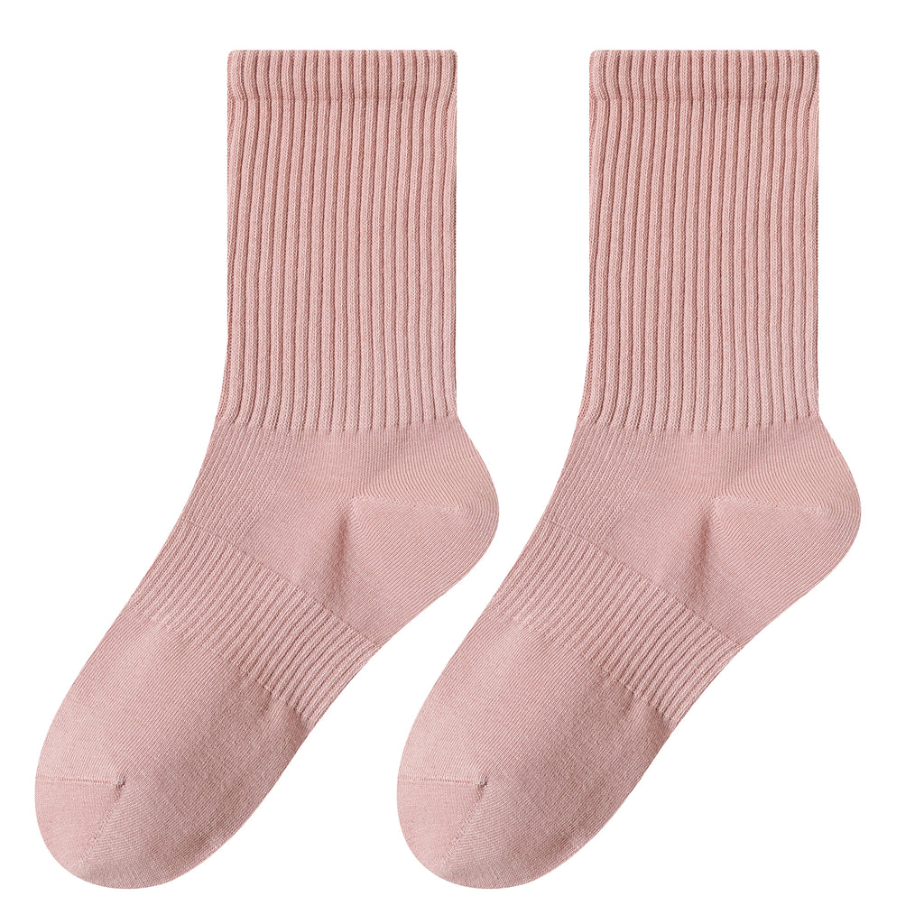 Anna-Kaci Women's Four seasons Dopamine Style Socks Solid Color for Stability and Comfort 2Pairs- One Size Fits Most,