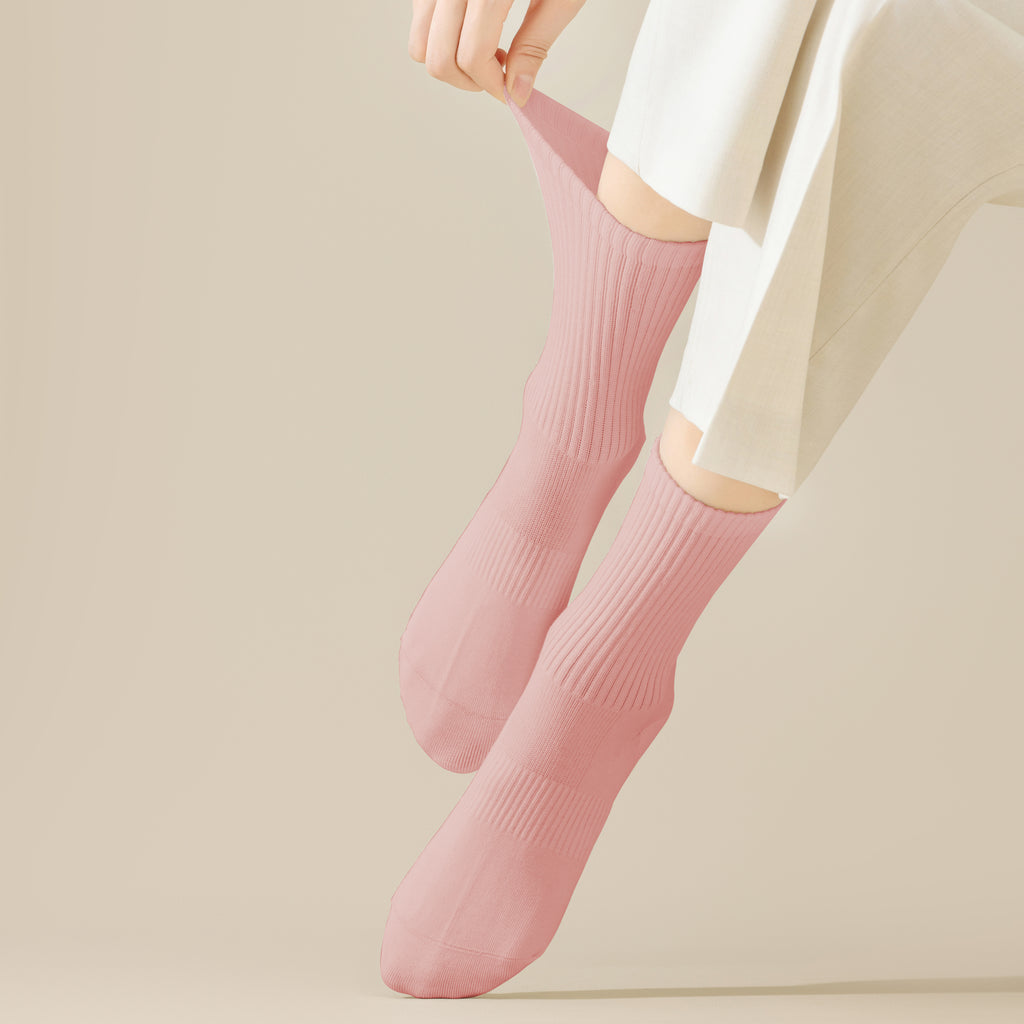Anna-Kaci Women's Four seasons Dopamine Style Socks Solid Color for Stability and Comfort 2Pairs- One Size Fits Most,