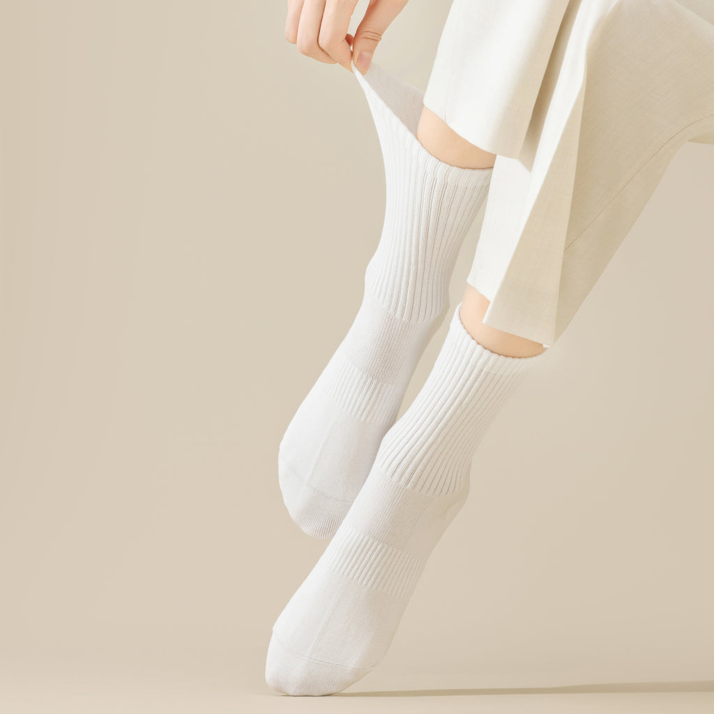 Anna-Kaci Women's Four seasons Dopamine Style Socks Solid Color for Stability and Comfort 2Pairs- One Size Fits Most,