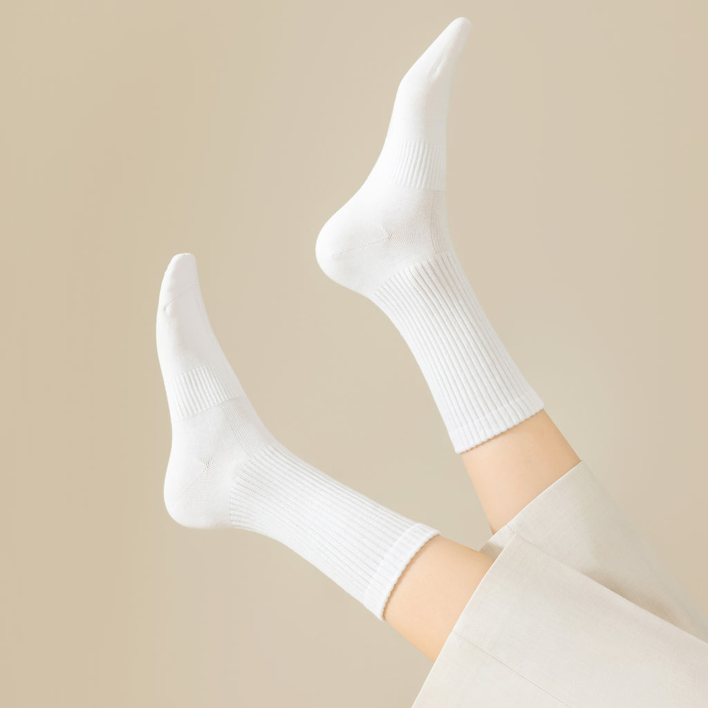 Anna-Kaci Women's Four seasons Dopamine Style Socks Solid Color for Stability and Comfort 2Pairs- One Size Fits Most,