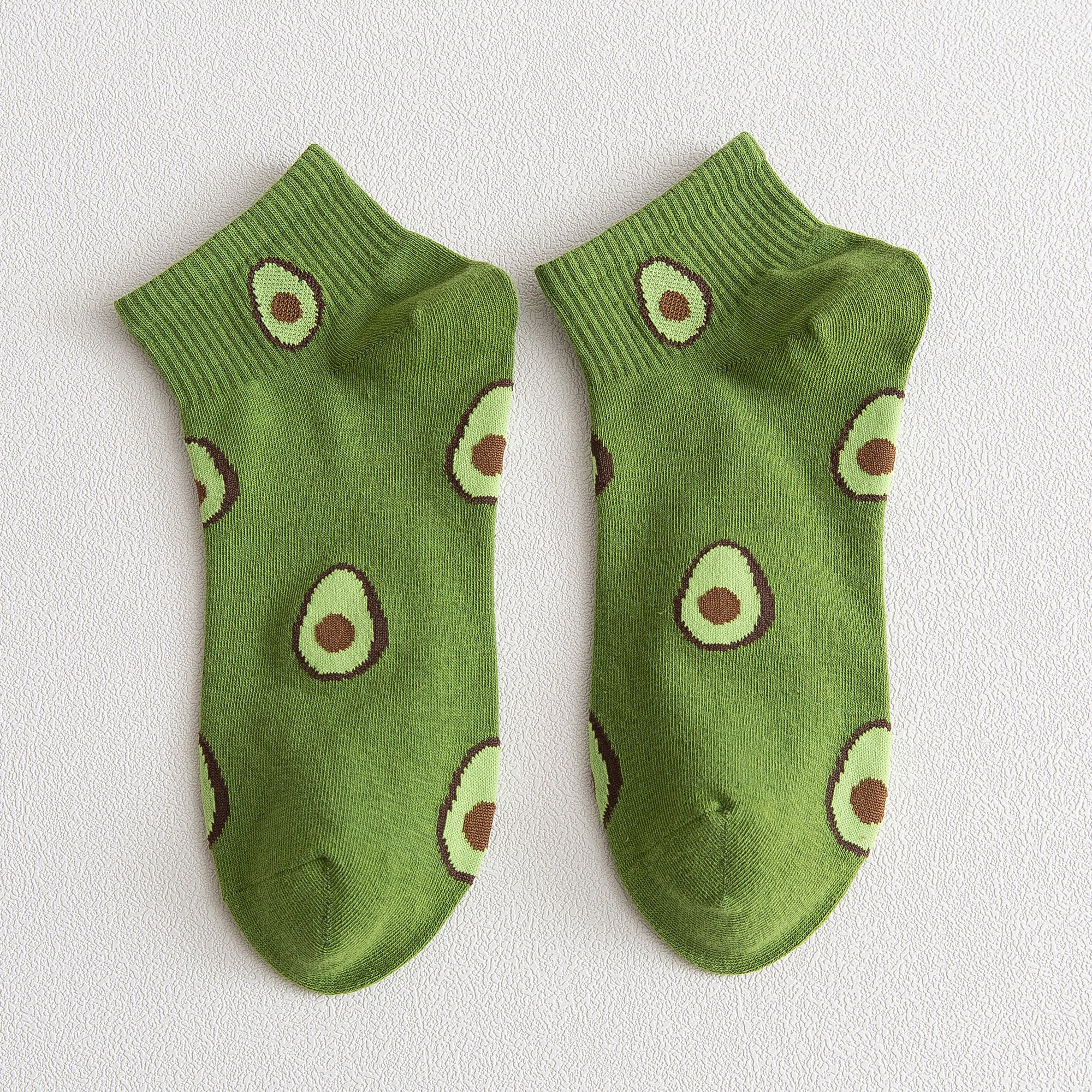 Anna-Kaci Women's Avocado Ankle Socks Non Slip Cotton for Casual Stability and Comfort 2 Pairs - One Size Fits Most