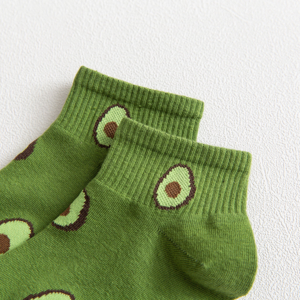 Anna-Kaci Women's Avocado Ankle Socks Non Slip Cotton for Casual Stability and Comfort 2 Pairs - One Size Fits Most