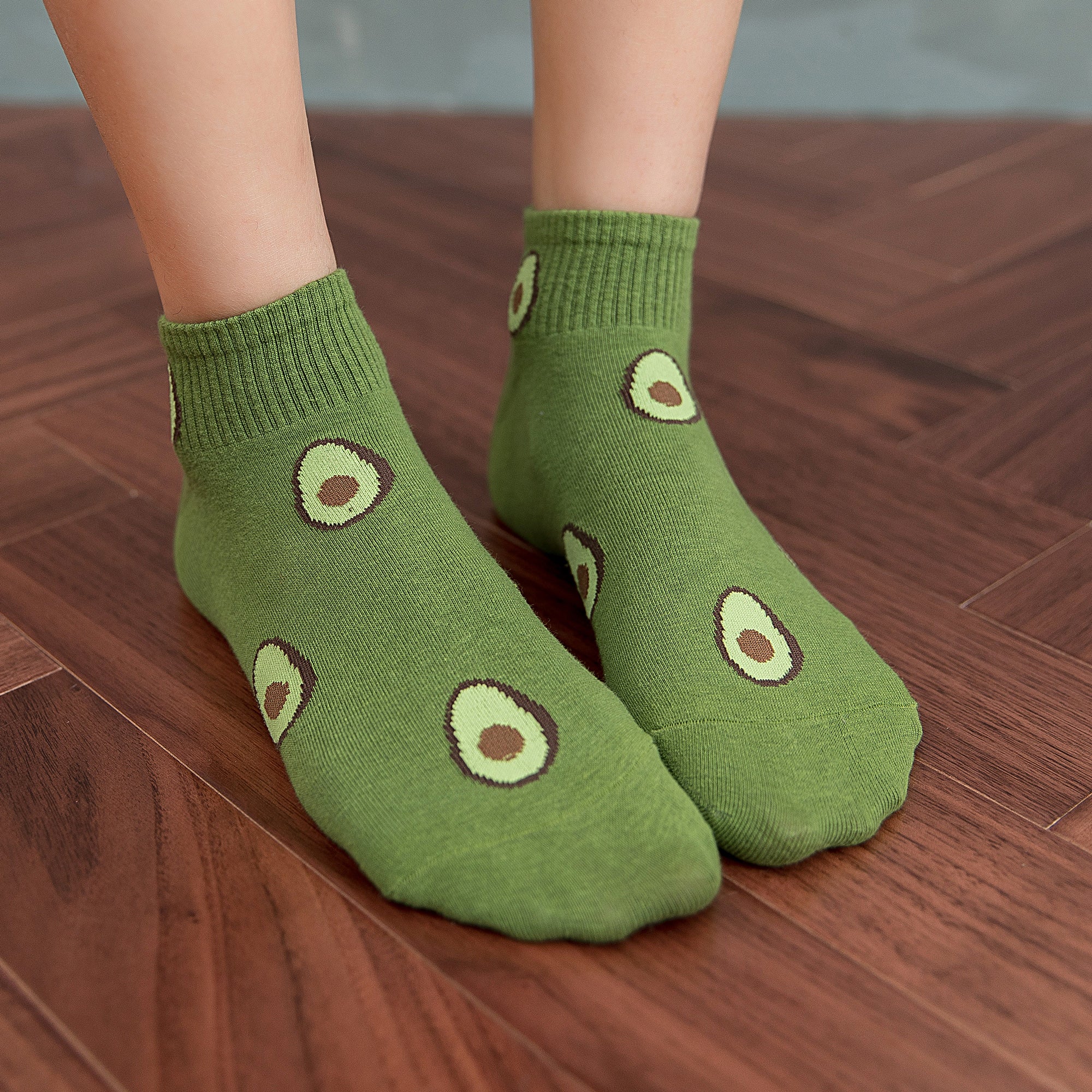 Anna-Kaci Women's Avocado Ankle Socks Non Slip Cotton for Casual Stability and Comfort 2 Pairs - One Size Fits Most