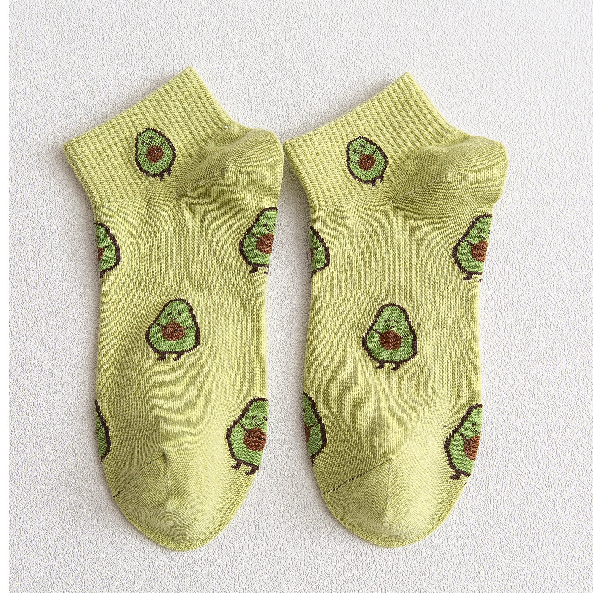 Anna-Kaci Women's Avocado Ankle Socks Non Slip Cotton for Casual Stability and Comfort 2 Pairs - One Size Fits Most