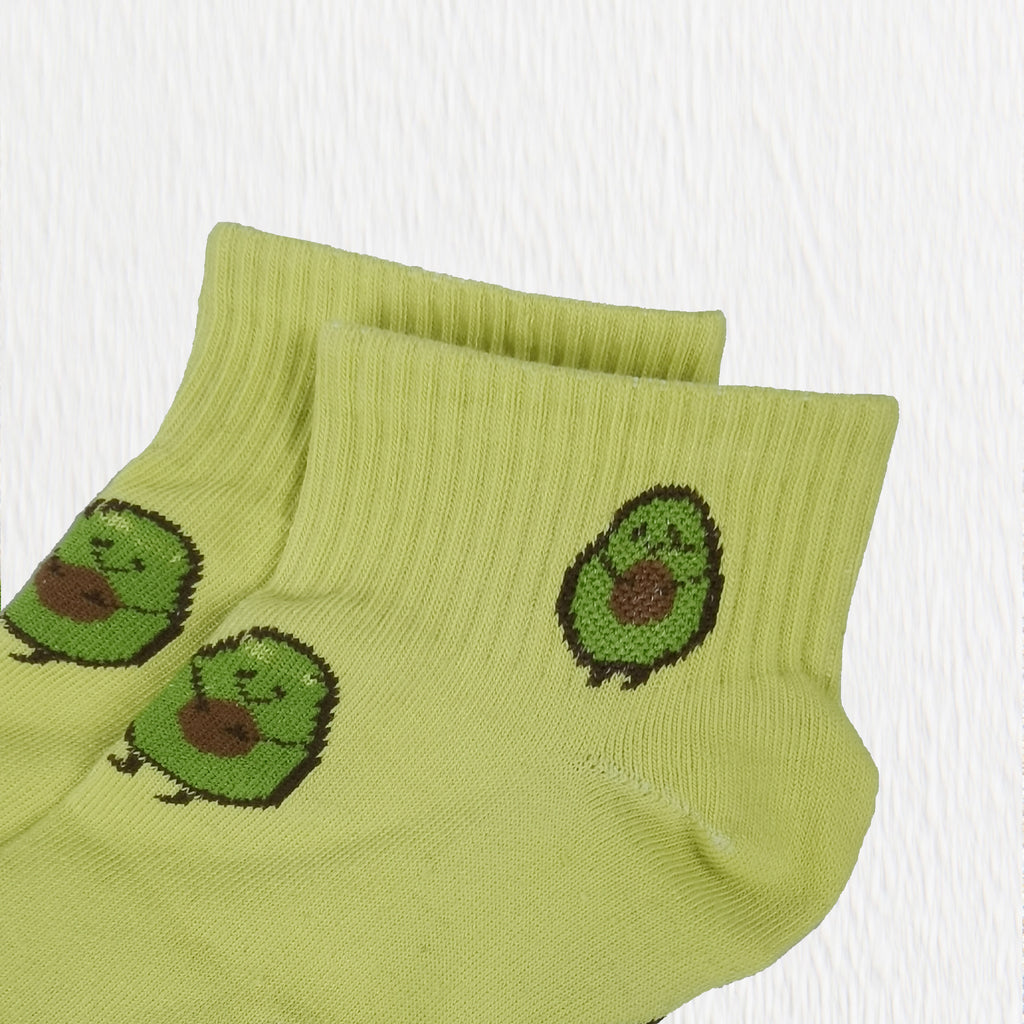 Anna-Kaci Women's Avocado Ankle Socks Non Slip Cotton for Casual Stability and Comfort 2 Pairs - One Size Fits Most