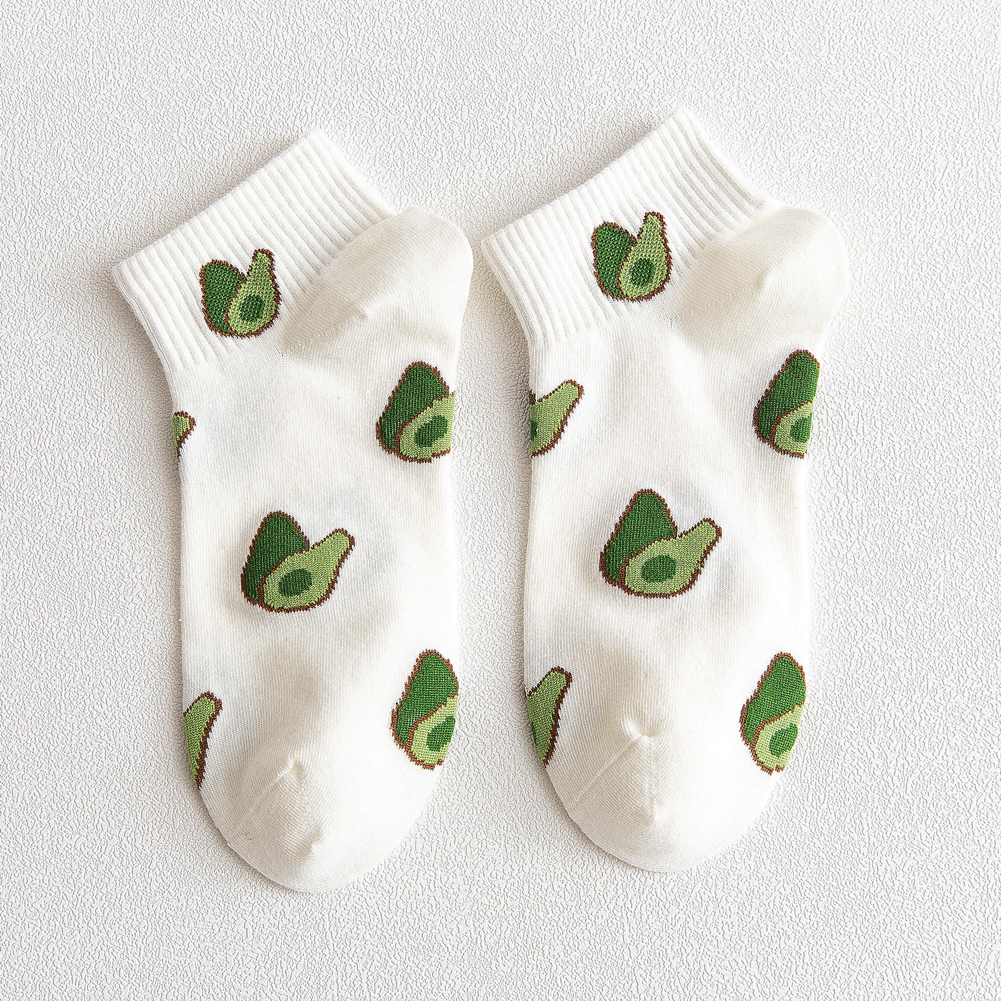 Anna-Kaci Women's Avocado Ankle Socks Non Slip Cotton for Casual Stability and Comfort 2 Pairs - One Size Fits Most