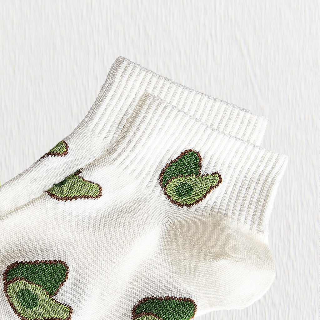 Anna-Kaci Women's Avocado Ankle Socks Non Slip Cotton for Casual Stability and Comfort 2 Pairs - One Size Fits Most