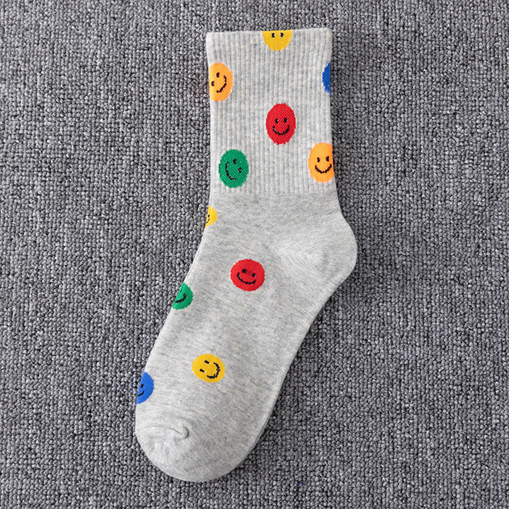 Anna-Kaci Women's Smile Face Low Cut Socks Non Slip Cotton for Casual Stability and Comfort 2 Pairs - One Size Fits Most