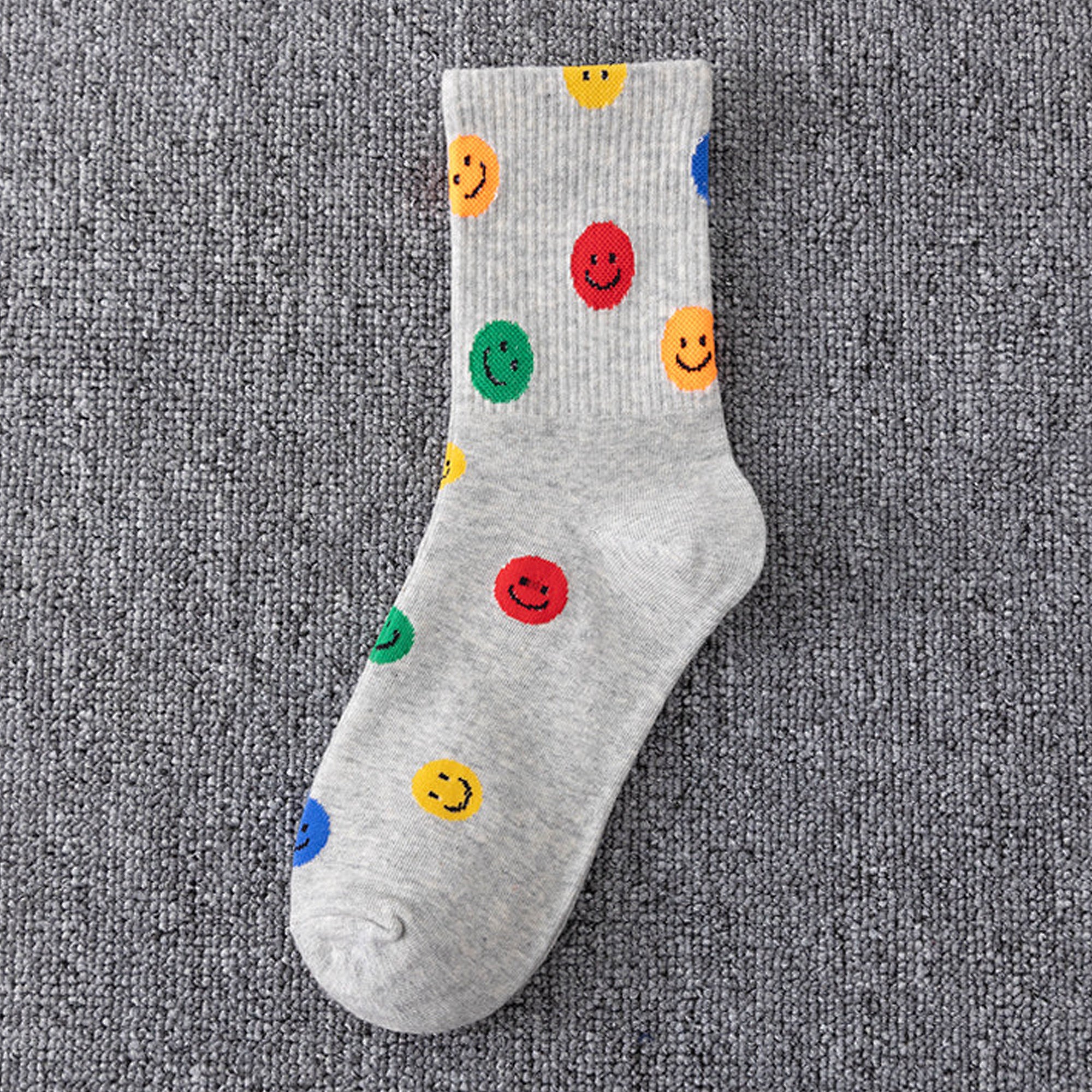 Anna-Kaci Women's Smile Face Low Cut Socks Non Slip Cotton for Casual Stability and Comfort 2 Pairs - One Size Fits Most