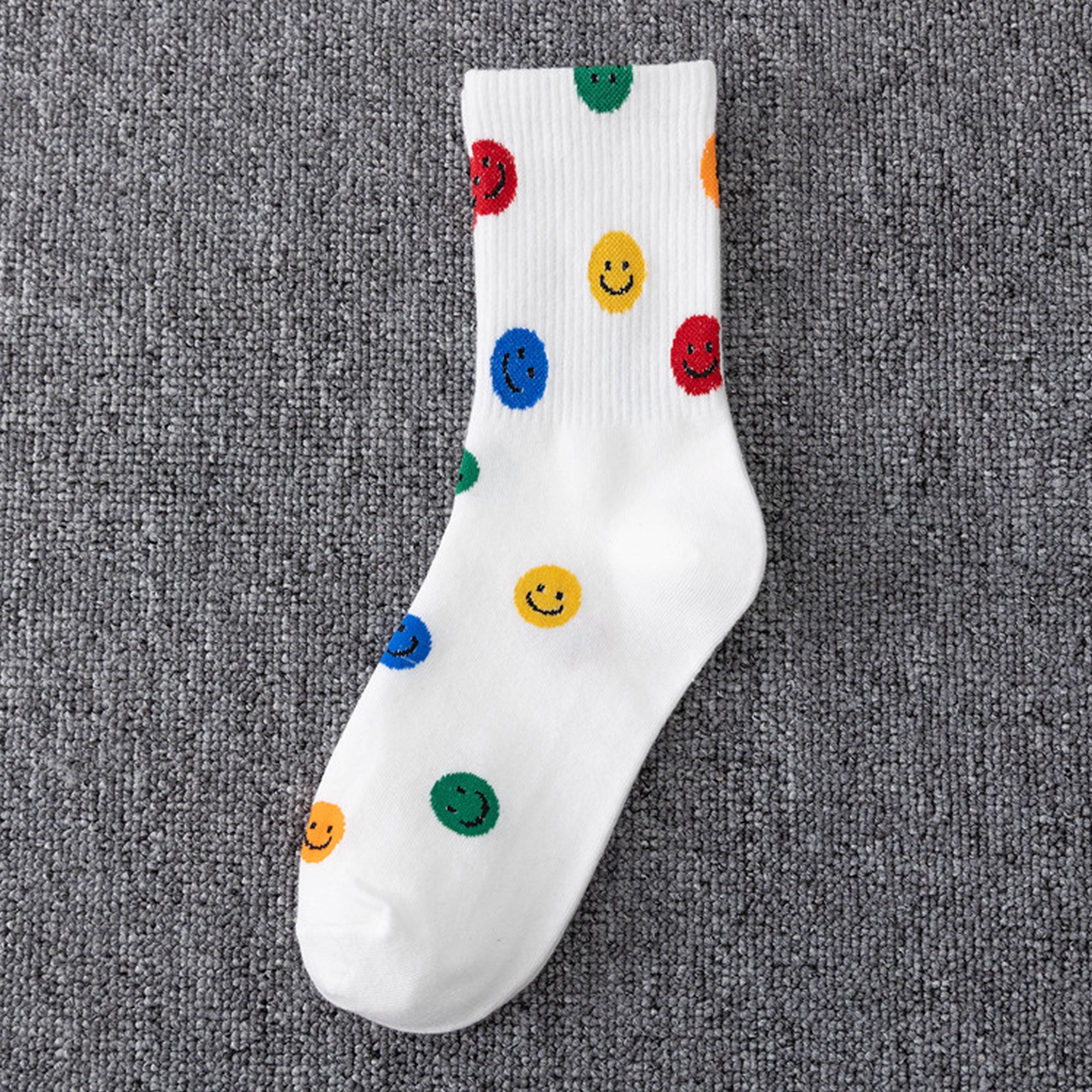 Anna-Kaci Women's Smile Face Low Cut Socks Non Slip Cotton for Casual Stability and Comfort 2 Pairs - One Size Fits Most