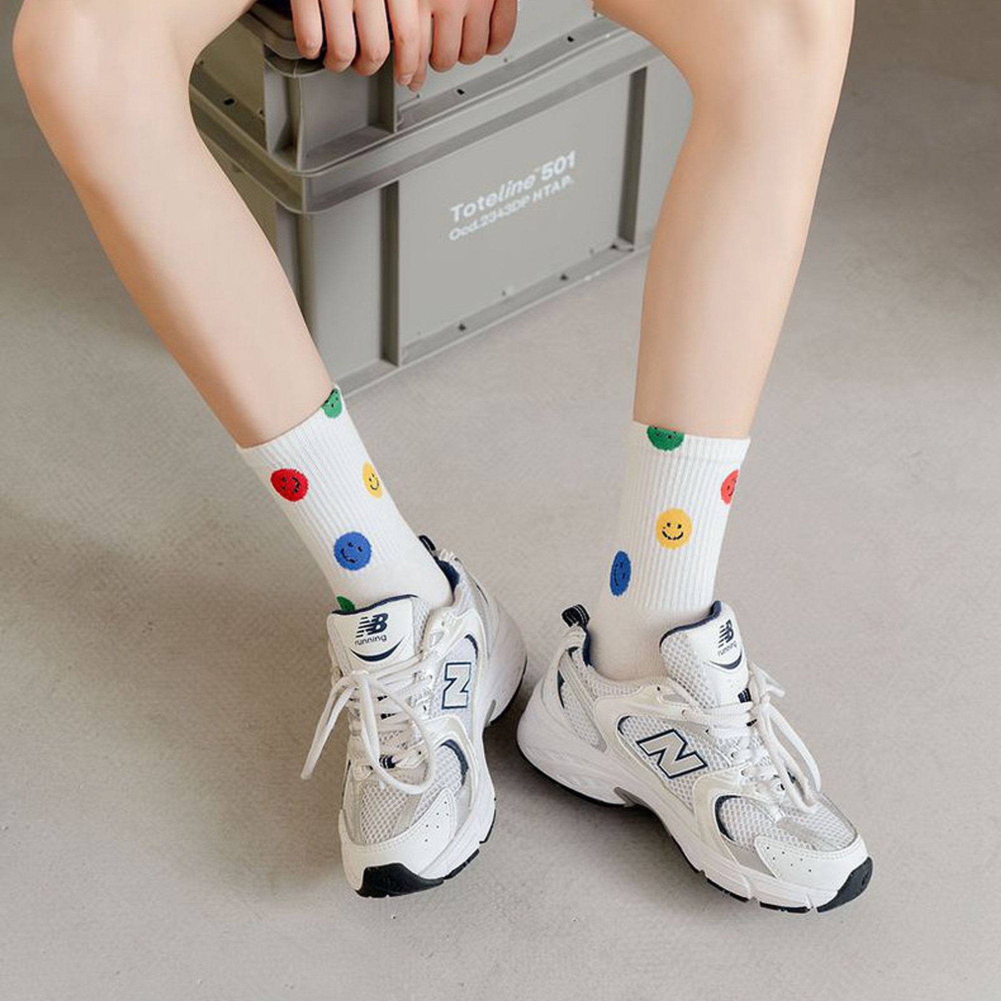 Anna-Kaci Women's Smile Face Low Cut Socks Non Slip Cotton for Casual Stability and Comfort 2 Pairs - One Size Fits Most