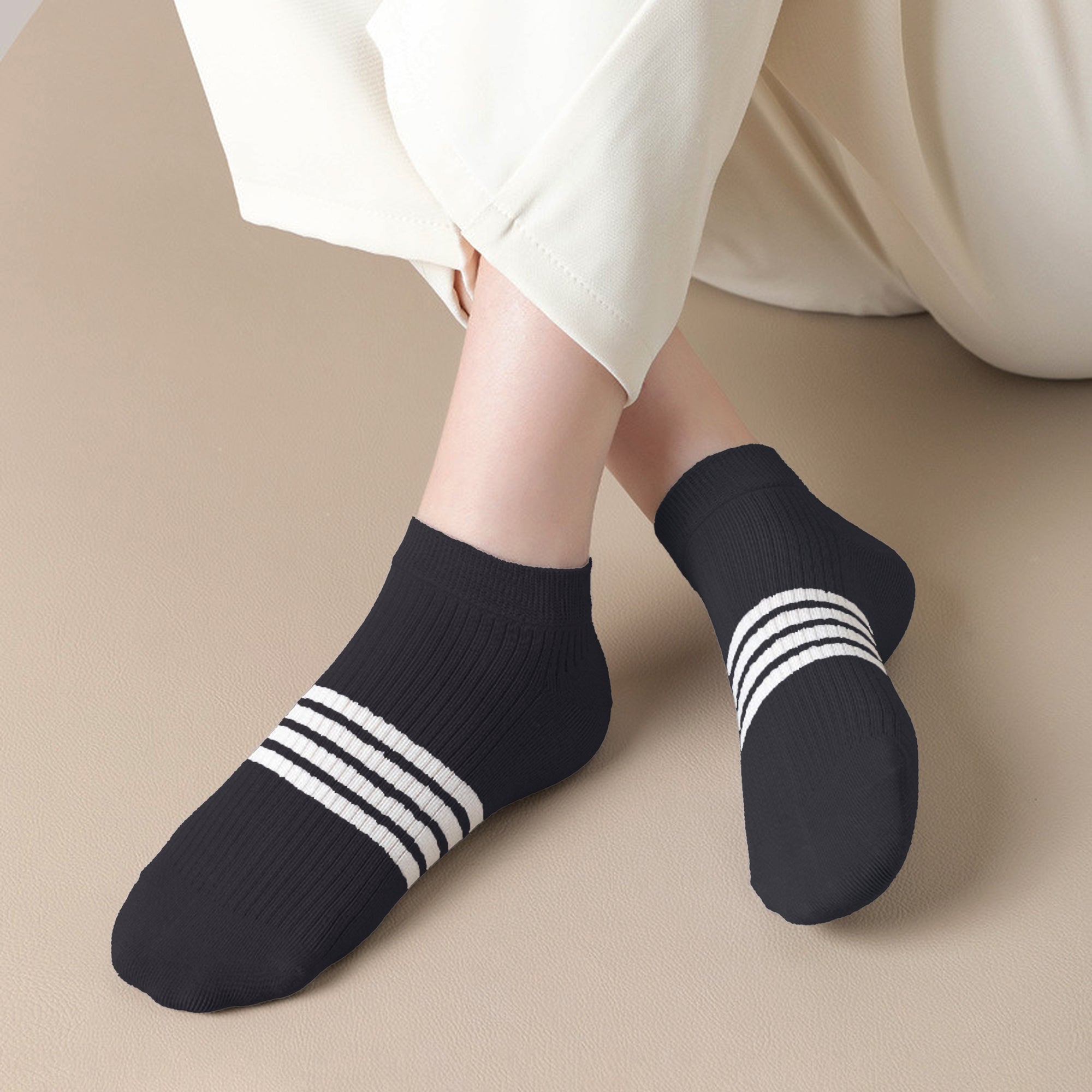 Anna-Kaci Women's Ankle Socks Wicking Non Slip Cotton for Casual Stability and Comfort 2 Pairs - One Size Fits Most