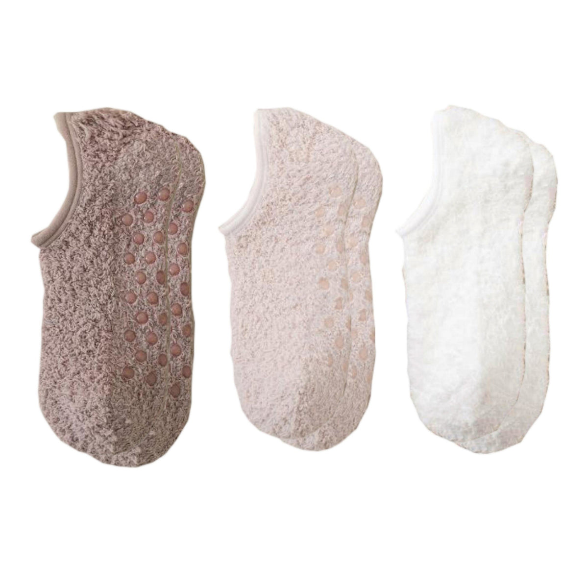 Women's 3-Pack Fuzzy Grip Socks Low Cut Non-Slip Soft Lounge Slipper Socks