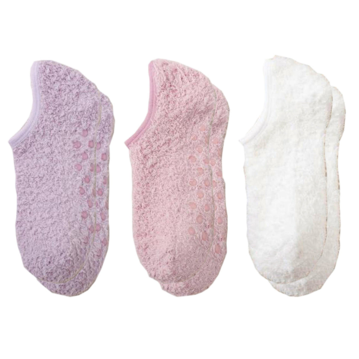 Women's 3-Pack Fuzzy Grip Socks Low Cut Non-Slip Soft Lounge Slipper Socks