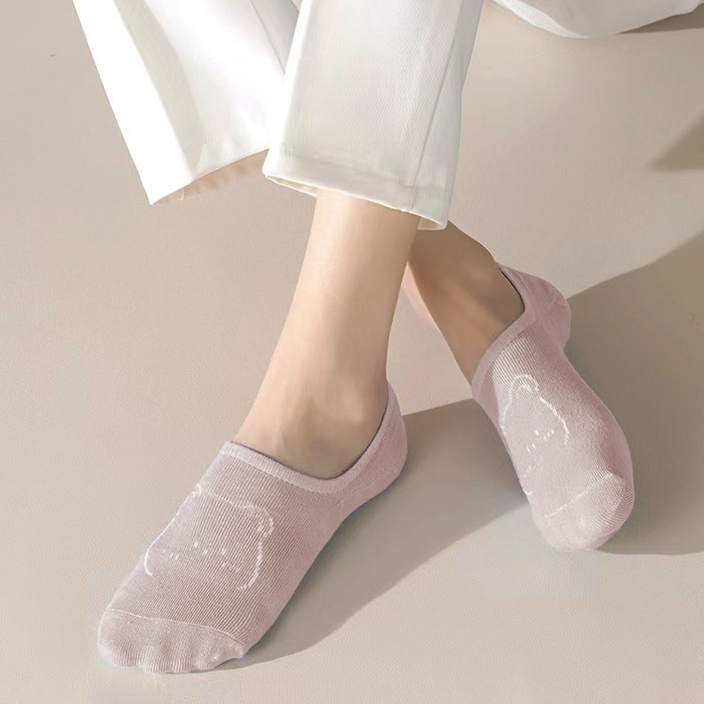 Anna-Kaci Women's Non-slip No Show Socks 6pk Invisible Liner Adorable Bear
