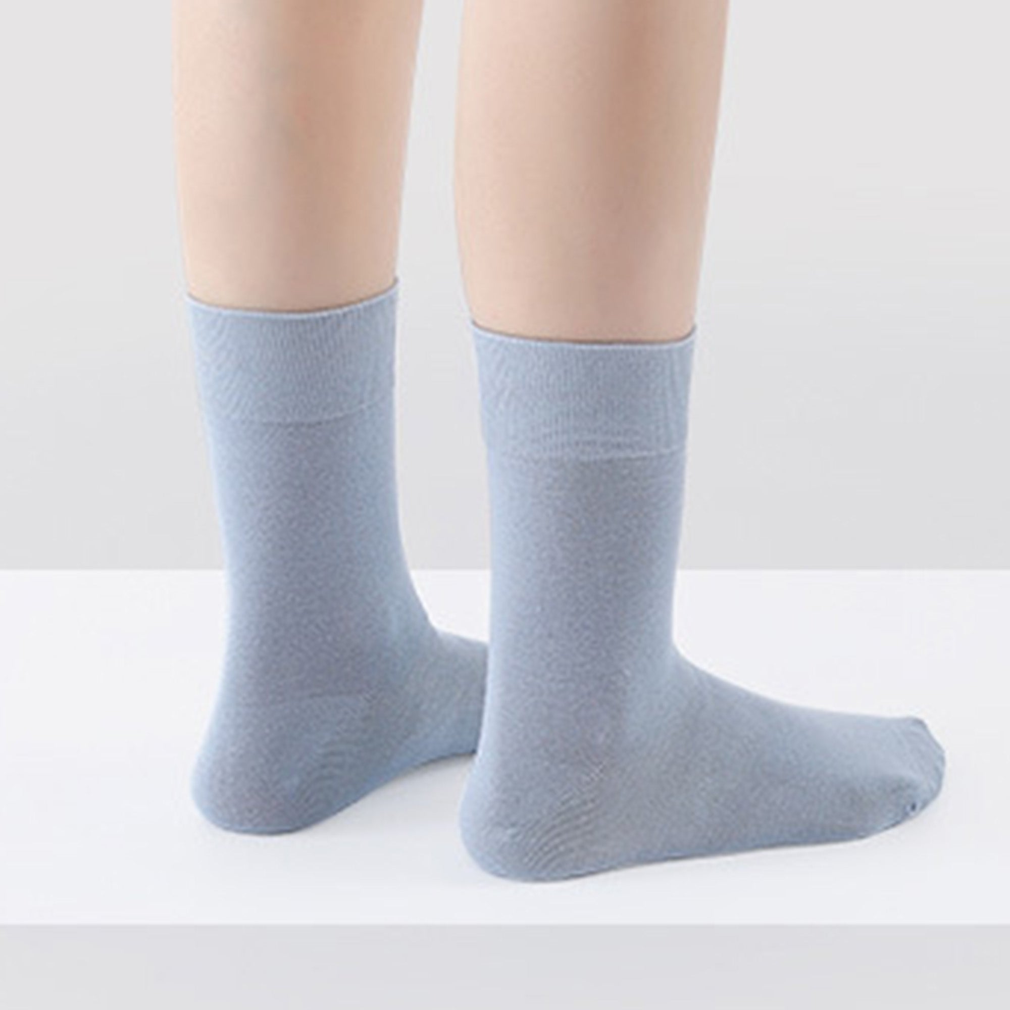 Anna-Kaci Women's Solid Crew Socks 2-Pack Soft Stretch Knit Comfortable Lightweight Everyday Fit