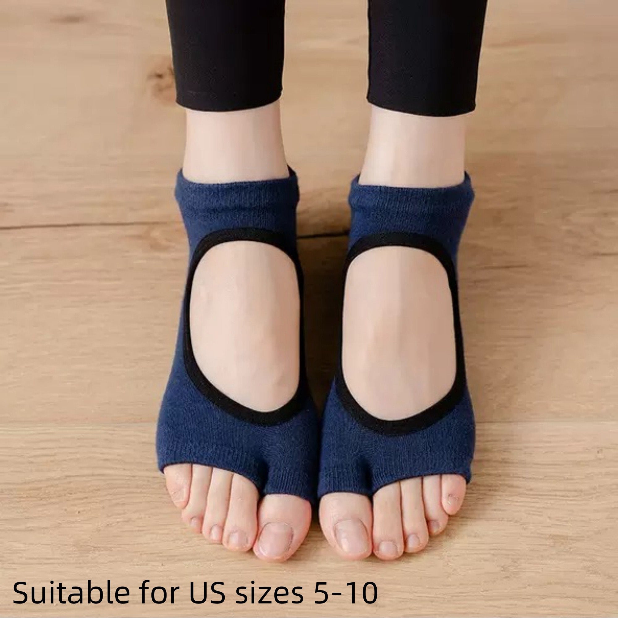 Anna-Kaci Women's Open Toe Yoga Socks with Anti-Slip Grip Sole Breathable Fabric for Barre and Pilates 2-Pack