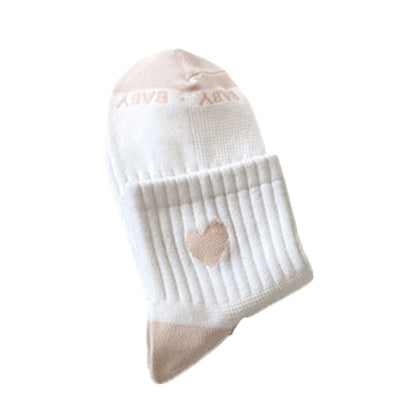 Anna-Kaci Women's Ribbed Ankle Socks with Contrast Toe and Heart Detail for Everyday Casual Wear